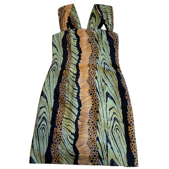 VTG Collection Tropical Safari Print Bodycon Knee Length Cocktail Dress Size 10 - Picture 11 of 11